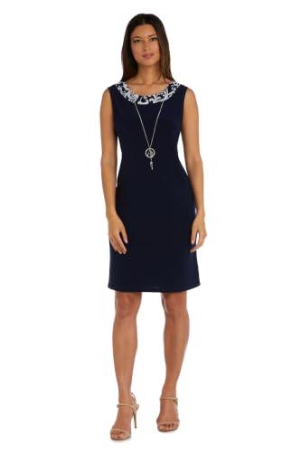Image of R&M Richards Womens 2-Piece Black & White Jacket Dress Set W /Necklace