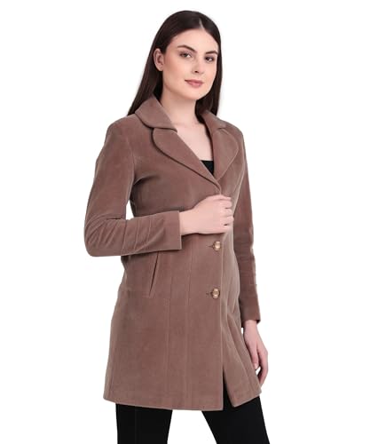 Image of Women's Wool Blend Long Coat with Stylish Lapel Collar and Button Closure - Elegant Winter Overcoat for Casual & Formal Wear
