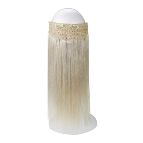 Halo Wire Hair Extension Color 800 White Blonde 14 Inches Transparent Fish Wire Extensions 70g Human Hair Halo Hair Pieces