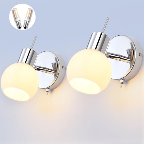 MantoLite Wandleuchte Bild Licht,2 PCS Modern Badezimmer Lampe Nachttisch Leseleuchte Spiegel Leuchte Artwork Beleuchtung Fixture Für Wohnzimmer Flurtreppen (86-265V, 5W E14 LED Birnen Inbegriffen)