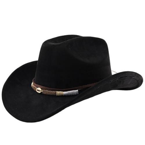 Western Cowboy Hat for Men Women Classic Adjustable Cowgirl Hats Fashion Breathable Wide Brim Cowboy Hats for Travel Black