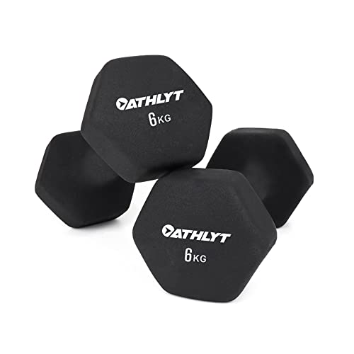 Athlyt Unisex's Neoprene Dip Dumbbell, Black, 2 x 6 kg | Dumbell set