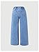 SHENHE Girl's Y2K Heart Applique Elastic High Waist Jeans Wide Leg Loose Denim Pants Light Wash 12Y