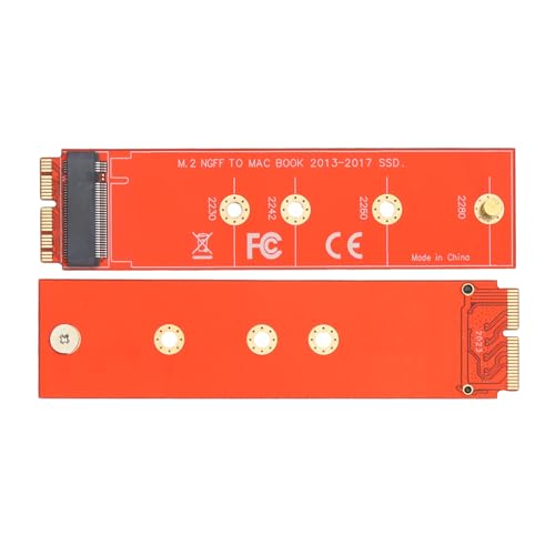 suckoo for MacBook Air Pro 2013-2017 A1465 A1466 A1398 A1502 12+16Pin to NVME M-Key M.2 PCI-E 4.0 3.0 SSD Hard Drive 2230 2242 2260 2280 Adapter Converter Red