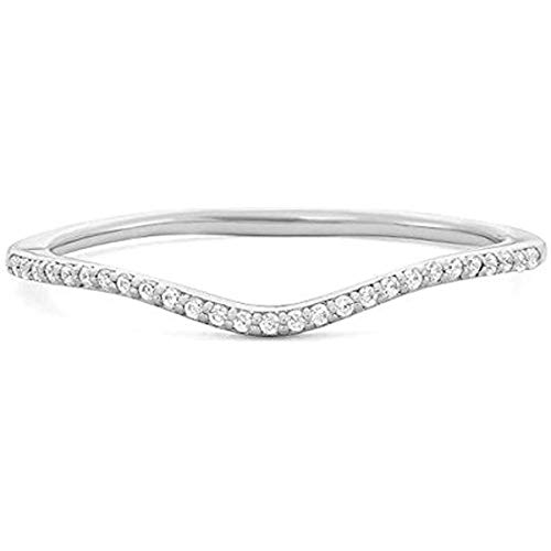 IRA 18k White Gold Plated 925 Sterling Silver 0.32 (Ctw) Cubic Zirconia Wedding Curved Half Eternity Band Ring for Womens