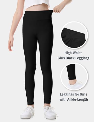 Girls Leggings Dance Active Pants Casual Tights Stretch Ankle Length for Kid Teens Yoga Running3