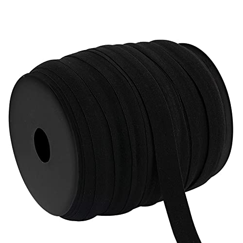 ZHOUBA Cinta bies de 15 mm, banda de costura, elástica de buena flexibilidad, 100 m de alto alargamiento suave para coser encuadernación acolchado dobladillo negro Cover