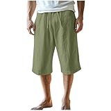 Cargohose Herren Baumwolle Sommer Sporthose Oversize Freizeithose Baggy Herren-Shorts Große Größen Sommerhose Leicht Fitnesshose mit Multi Taschen Boardshorts Surf Strandhose Armeegrün 3XL