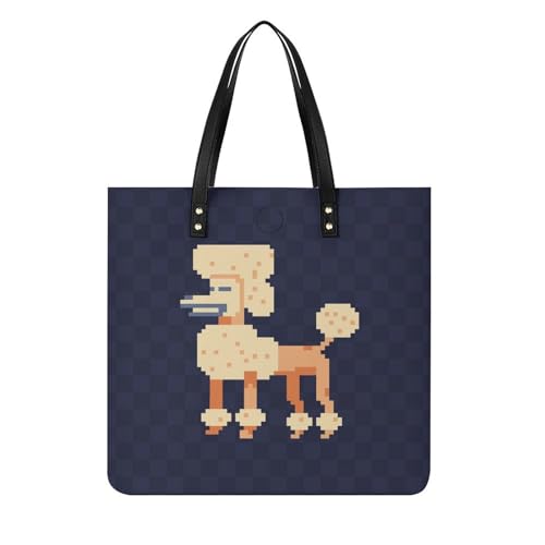 Sac à main caniche de dessin animé femmes - Grand sac à bandoulière tote bag pour voyage 39x39cm