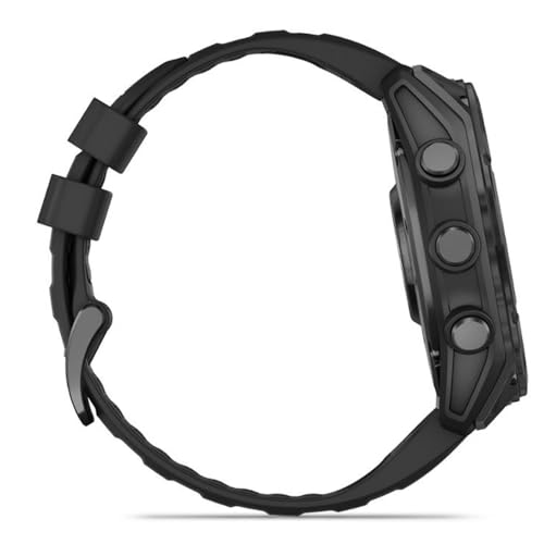 Image of Garmin Fenix 8 51mm AMOLED Sapphire Multisport GPS Smartwatch, Carbon Gray DLC Titanium with Black /Pebble Gray, 010-02905-20 - Bundle w /Deco Essentials Charging Dock, Dust Cover and USB-C Cable