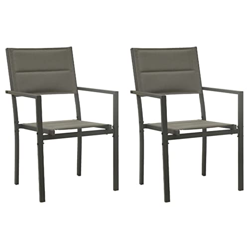 Chaise de Jardin Confortable en Textilène Empilable Anthracite Gecheer - 2