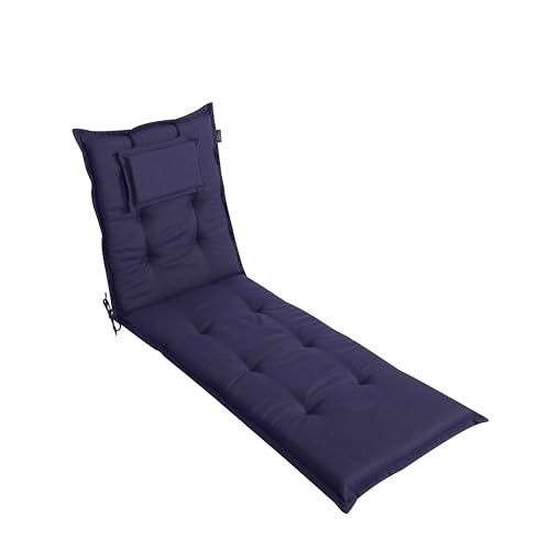 LILENO HOME Sonnenliege Auflage [1er Set - Rollliege] in Dunkelblau - Gartenliegen Polster für Strandliege (188x60x8cm) MAR