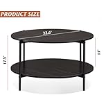 WLIVE Round Coffee Table for Living Room, 32.6" Small Coffee Table with Open Storage Shelf, 2-Tier Industrial Circle Wood Center Table for Bedroom, Home Office, Charcoal Black - Image 3