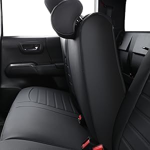 Miniatura 8 de LUCKYMAN CLUB Tacoma - Fundas de asiento de ajuste personalizado para Tacoma Crew Cab 2016-2023 con piel sintética (negro)