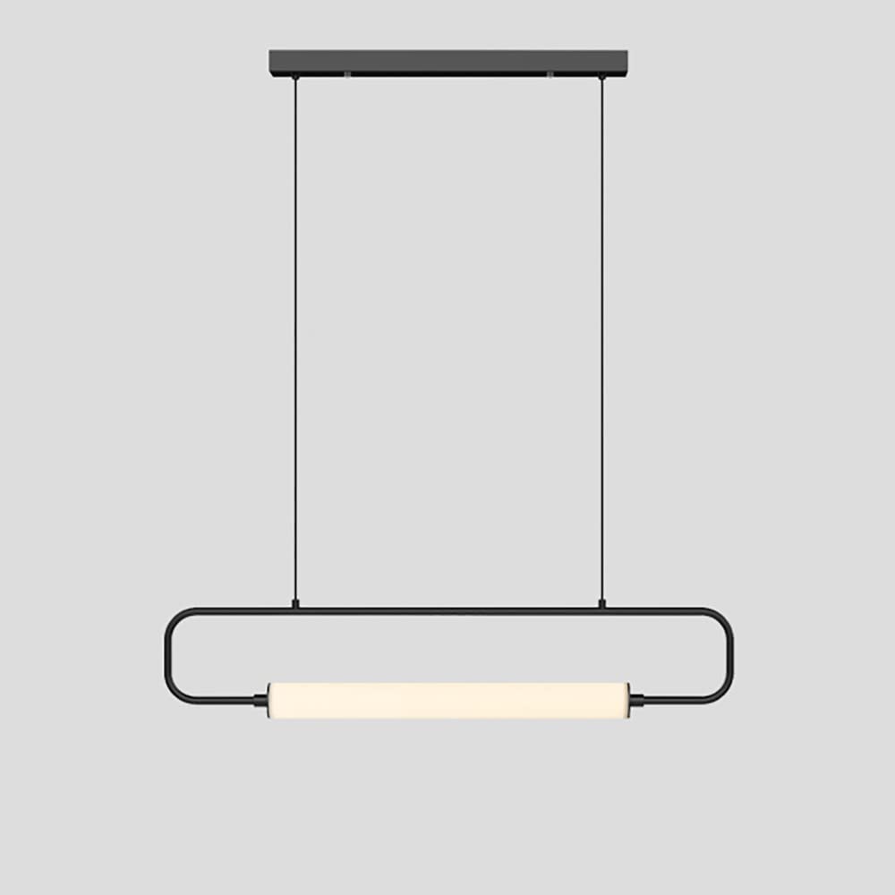 Lampe Suspendue Linéaire Métal Lustre LED Moderne 4500K Tube Acrylique Noir 80cm