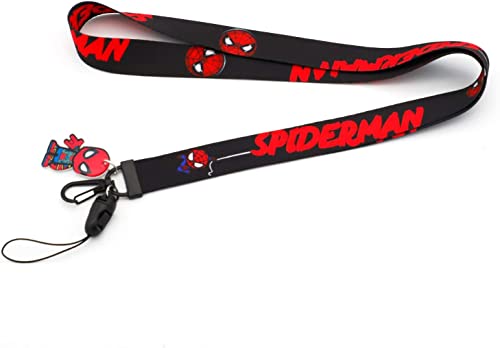 Superhero Spider Id Badge Holder With Lanyard And 2Pcs Superhero Stickers, Anime Movie Lanyards For Badges，Neck Keys Badges Cute Fashion Key Chain Keychains Gifts For Women Men Friends Students #TOP3