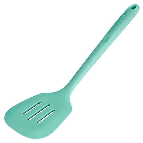 Image of U-Taste Silicone Turner Slotted Spatula, 13.6 inch Long /3.7 inch Wide, Aqua Sky