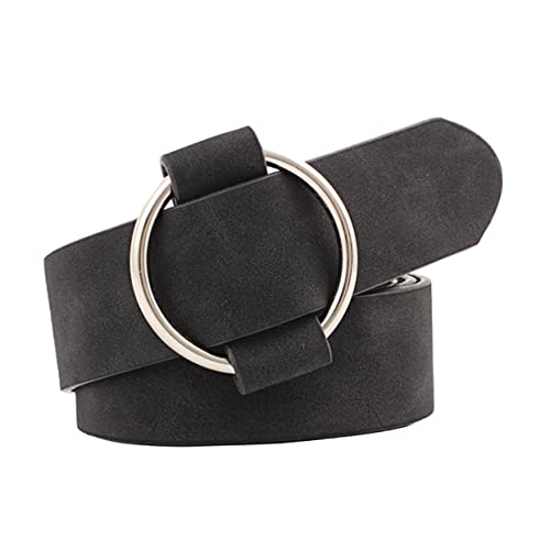 2pcs Wide Pu Leather Women's Belt with Round Pin Buckle Solid Waistband Black and Coffee for Casual Wear and Fashion Accessories4