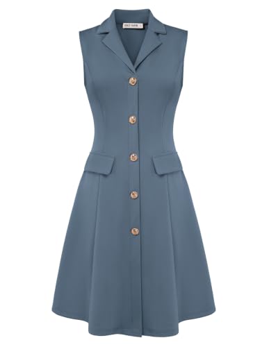 Image of GRACE KARIN Women's Sleeveless Button Down Work Professional Dresses