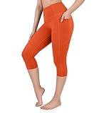 Nirlon Capri Leggings With Side Pockets Size 14, 17' Inseam Tangerine Tango