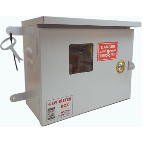 Image of Safe Meter Box - Heavy-Duty Weatherproof Metal Enclosure with Ply Base & Lock | Solar Installations /Meter /EV Charging /CCTV Power Box / | 12 inchx10 inchx6 inch (305x252x153mm) Wall Mount