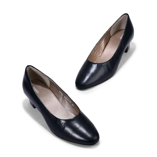 Image of Woodland Women Blue Block Heel Slip-On Shoes