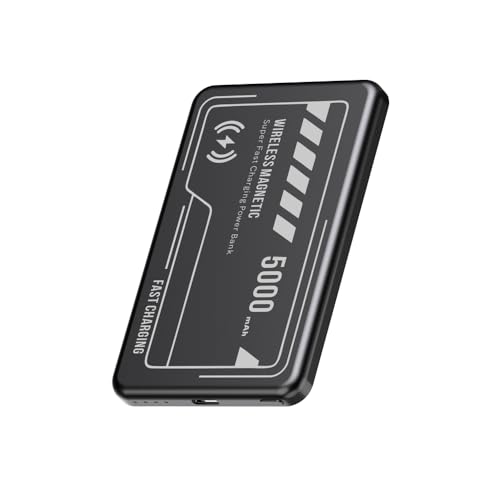 明誠 モバイルバッテリー MagSafe対応[2025年最強版]5000mAh 軽量 小型 薄型 15Wワイヤレス出力 PD20W急速充電 Type-C入出力ポート 2台同時充電可能 マグセーフ充電器 LED残量表示 PSE認証済み ワイヤレス充電器 iPhone 16/15/14/13/12とAndroid対応 プレゼント/旅行/出張/防災/停電対策(ブラック)