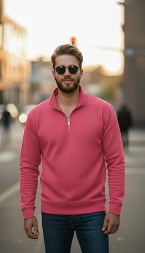 Image of Mack Jonney Men's Fleece Half-Zip High Neck Sweatshirt | Warm & Stylish Winter Wear -JM4380