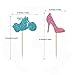 Morndew 24 PCS Glitter Wheels or Heels Cupcake Toppers for Gender Reveal Party Baby Shower Birthday Party Decorations - Boy or Girl - He or She