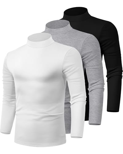 Riyiper - Riyiper 3 Pack Men's Mock Neck Cotton Shirts, Medium, 3-Color - Best Deal on Amazon