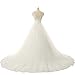 JIIPOREGJ Wedding Dress Wedding Dress V-Neck Bridal Fashion A-Line Wedding Dresses Lace Tulle Wedding Dresses,White-34,Ivory 38