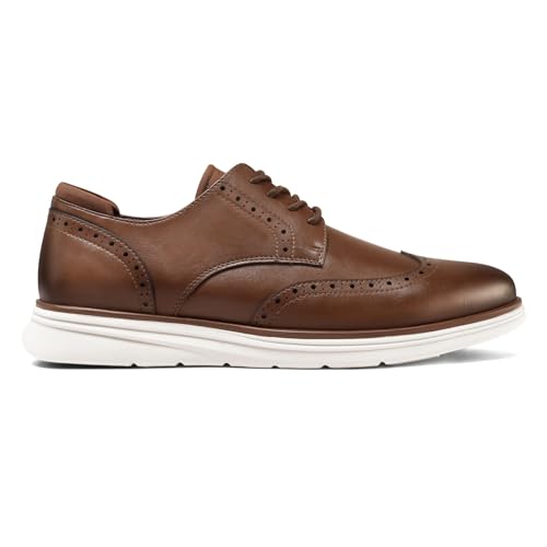 Image of Men's Dress Sneakers Lightweight Casual Business Wingtip Oxford Shoes Brown