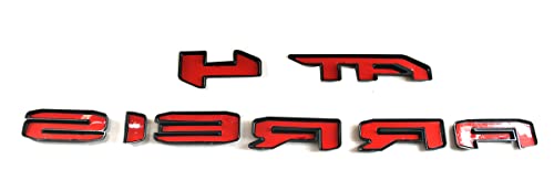 Image of 4Pcs Kit AT4 Sierra Overlay Emblems Door Rear Car Badge Compatible with 2019-2022 Sierra 1500 2500HD 3500HD (Matte Black)