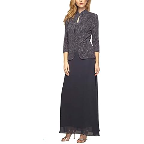 Alex Evenings Vestido Largo con Chaqueta, Humo, 40 Cover