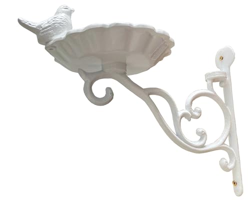 Suporte Comedouro para Pássaros em Metal - Estilo Provençal Colonial Europeu Casa Jardim (Branco)