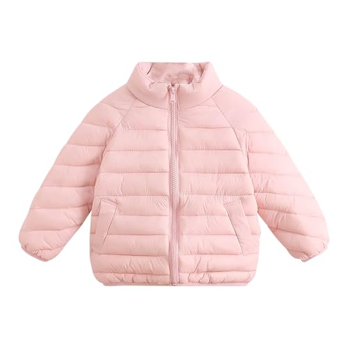 Boys Girls Stand Collar Jacket Winter Lightweight Warm Quilted Jackets Long Sleeve Zip Up Kids Outerwear with Pockets