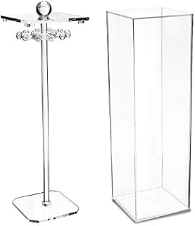 Discoball Acrylic Necklace Holder With Lid,Acrylic Pendant Display Organizer Holder, Stand Clear Dustproof Display Box For Necklaces Bracelet Earrings and Ring