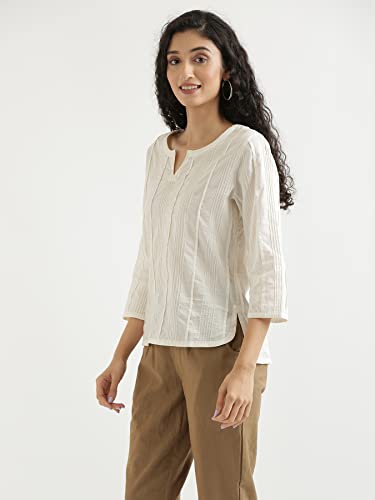 Image of SAADAA Everyday Cotton Top | Women's Regular Solid Color Top | Casual /Office Wear