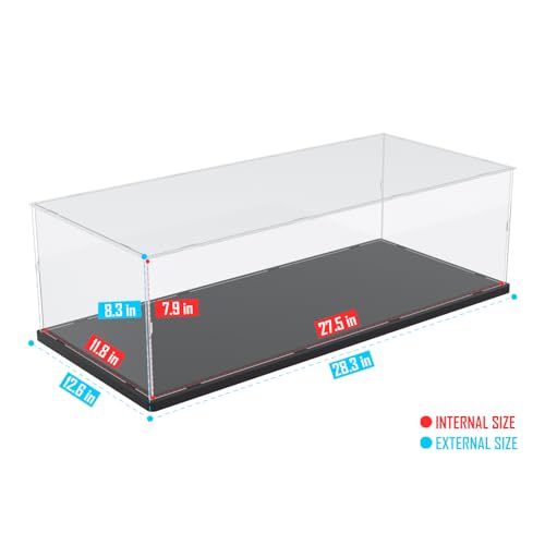 Image of Choowin Acrylic Display Case for Lego Ferrari F1 for Lego Red Bull F1 for Lego Mercedes F1 for Lego McLaren F1 Car Display Thickened Clear Display Cases for Collectibles Assemble Dustproof(Black Base)