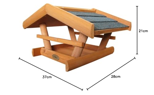 HABAU Vogelhaus Zwergdrossel mit Ständer - Futterhaus aus Holz für Außen