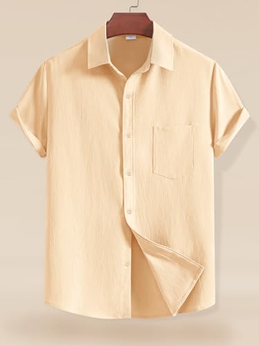 Image of Tee Projekt Solid Shirt for Men's ||Pop corn Shirt|| Solid Shirt for Men's|| Casual Shirt for Men||Half Sleeve Spread Collar Shirt for Men