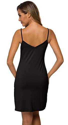 Image of AUHEGN Women's Basic Adjustable Spaghetti Strap Cami Slip Mini Dress