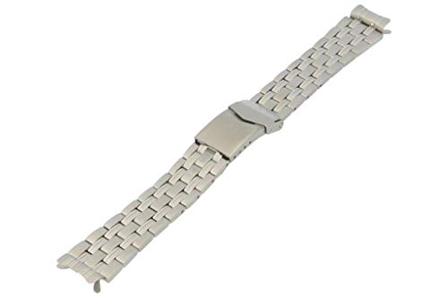 Correa de Acero Inoxidable Macizo con Cierre desplegable de Seguridad de PUREgrey, 16 mm, también Compatible con Army Watch EP 880 + EP 881