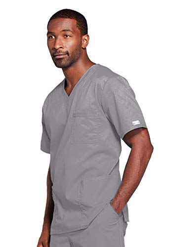 Image of Cherokee Scrubs for Men & Women V-Neck Scrub Top with 4 Pockets, Cotton Blend Soft Stretchy Easy Care Nursing Uniform - 4725