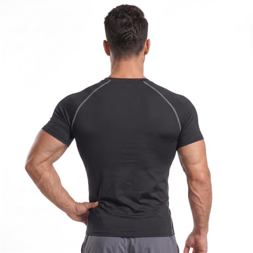 Image of GYMIFIC Men's Compression T-Shirt | Half Sleeve Gym Workout T Shirt for man | Round Neck Quick Dry Stretch Athletic Sports Tee