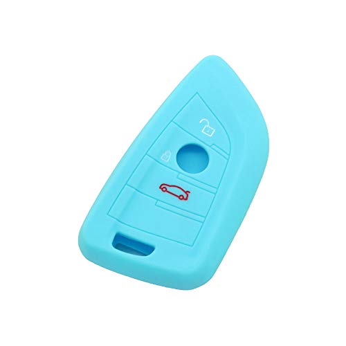 BROVACS Silicone Cover Protector Case Holder Skin Jacket Compatible with BMW X5 X6 X1 5 7 Series 3 Button Smart Remote Key Fob CV9906 Light Blue