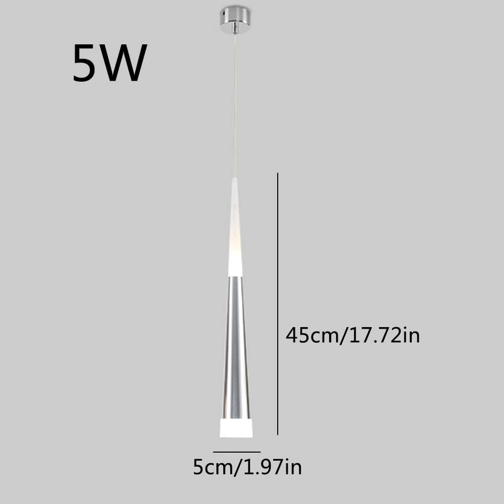 Moderno Lampadario A Sospensione A LED con Cilindro Lineare in Argento da Appendere al Soffitto Nero per Camera da Letto Cucina Tavolo da Pranzo Soggiorno Corridoio