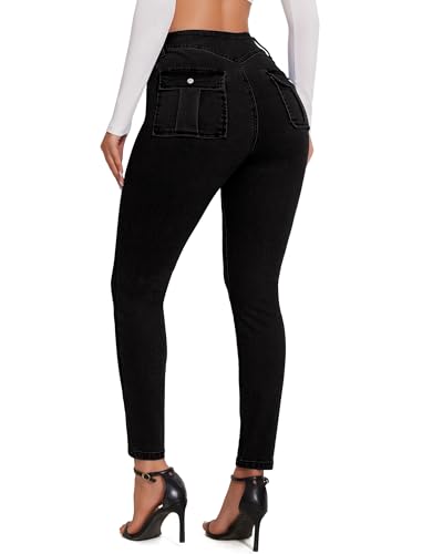 FITTOO Skinny Jeans for Women Butt Lifting High Waist Stretch Denim Pants with Back Flap Pockets
