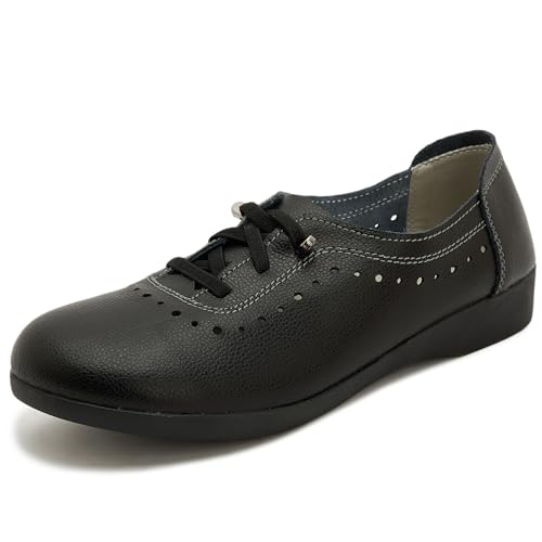 Kkyc Women's Shoes Comfy Fashion Loafers Slip on Leather Sneakers Cute Nurse Work Flats Lightweight Casual Walking Shoes