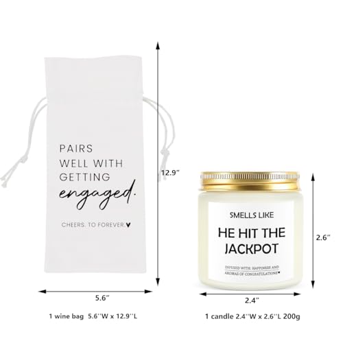 Image of Engaged Gifts Engagement Gifts for Couples Her Engagement Party Decorations | Bridal Shower Decorations Wine Gift Bag Scented Candles Set Cheers To Forever Wine Bag Smell Like He Hit The Jackpot